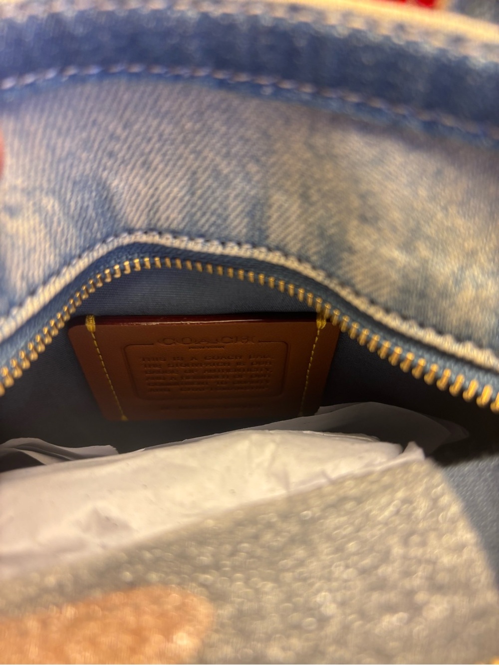 COACH CHERRY DENIM CARGO TOTE BAG - Picture 7 of 11